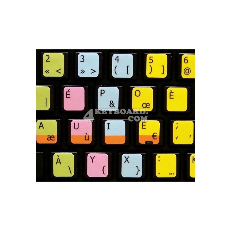Learning French Bepo Colored Colored non transparent keyboard stickers Learning French Bepo Colored Colored non transparent keyboard stickers