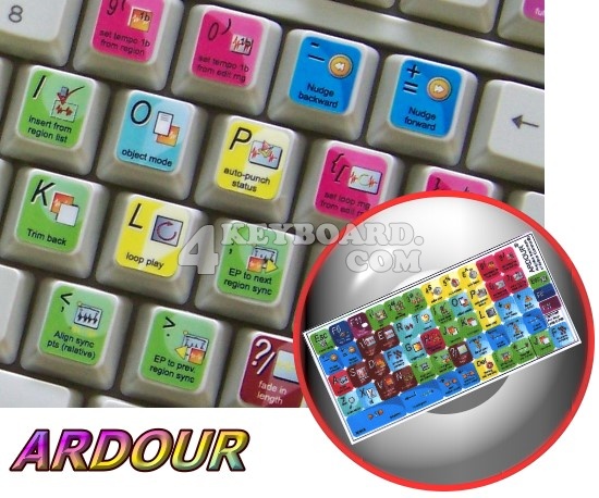 ARDOUR Digital Audio Workstation keyboard stickers