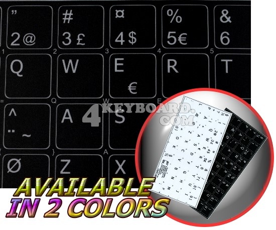 Danish non-transparent keyboard stickers 14x14