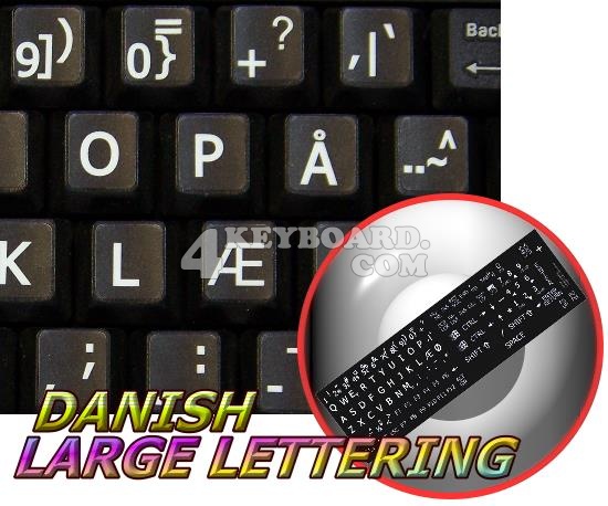 Danish LARGE LETTERING keyboard sticker