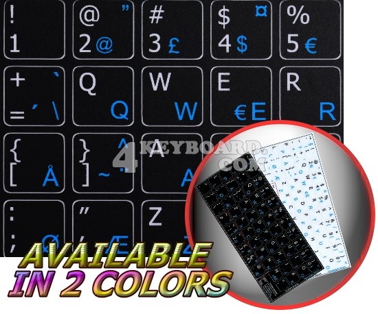 Norwegian - English non-transparent keyboard stickers 14x14