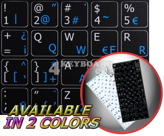 Spanish - English non-transparent keyboard stickers 14x14