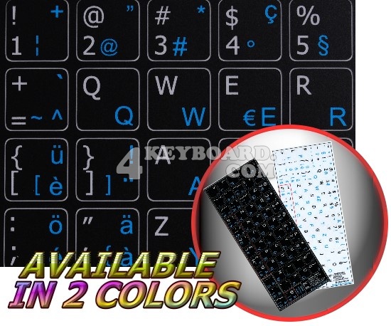 Swiss - English non-transparent keyboard stickers 14x14
