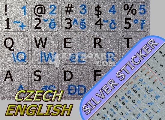 Czech - English non-transparent stickers silver background