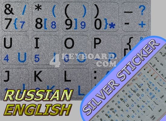 Danish-English non-transparent stickers silver background