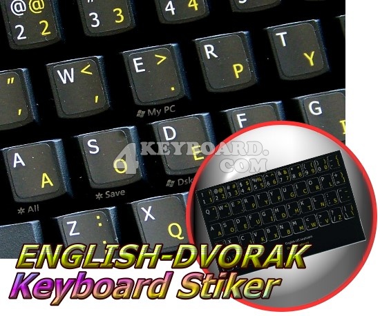 English Dvorak keyboard sticker