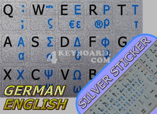 Greek-English non-transparent stickers silver background