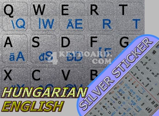 Hungarian-English non-transparent stickers silver background
