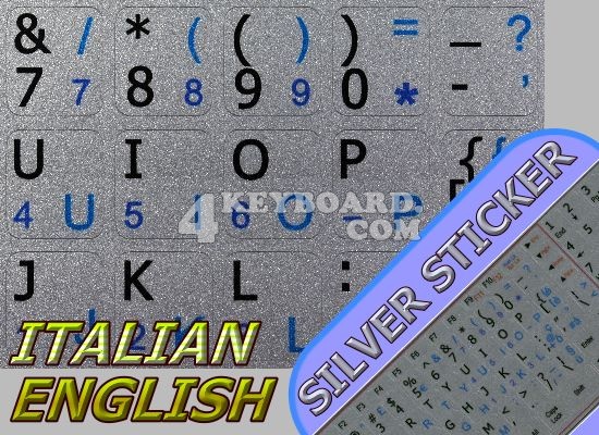Italian-English non-transparent stickers silver background Italian-English non-transparent stickers silver background