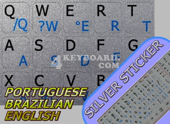 Portuguese Brazilian - English non-transparent stickers silver