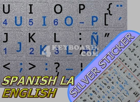 Spanish Latin American - English non-transparent stickers silver