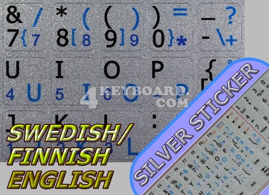 Swedish/Finnish English non-transparent stickers silver Swedish/Finnish English non-transparent stickers silver
