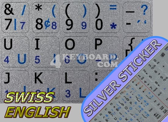 Swiss English non-transparent stickers silver background
