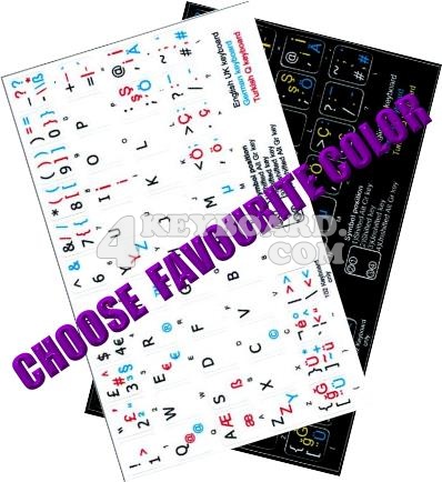 Click to enlarge German - TurkishQ - English keyboard sticker