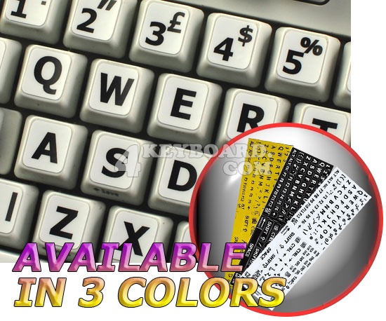 English UK LARGE LETTERING Keyboard Stickers (Upper case)