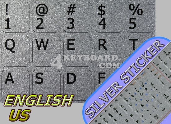 English US non-transparent keyboard stickers silver background