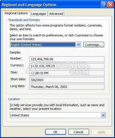 Regional and Language Options