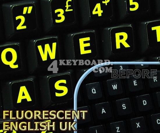 Glowing fluorescent English UK Large Lettering keyboard stickers