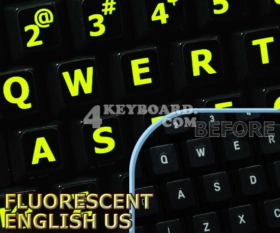 Glowing fluorescent English US Large Lettering keyboard stickers