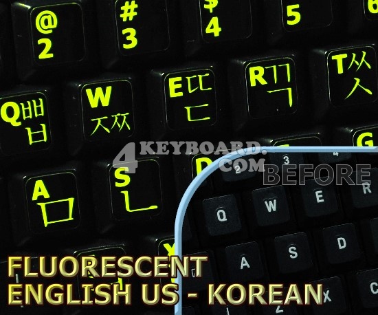 Glowing fluorescent Korean English US keyboard stickers