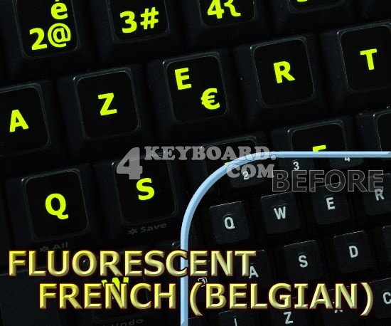 Glowing fluorescent French Belgian keyboard stickers
