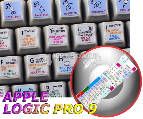 Apple Logic Pro 9 Galaxy series keyboard stickers 12x12 size