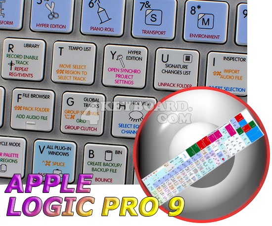 Apple Logic Pro 9 Galaxy series keyboard stickers Apple size