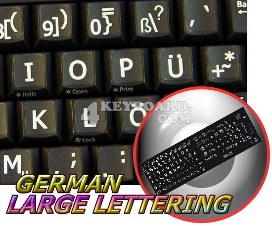 German LARGE LETTERING keyboard sticker