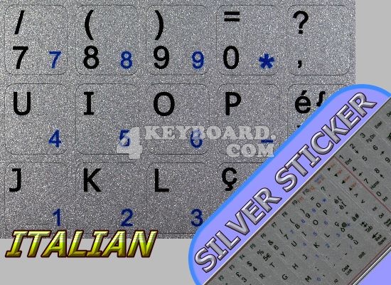 Italian non-transparent keyboard stickers silver background Italian non-transparent keyboard stickers silver background