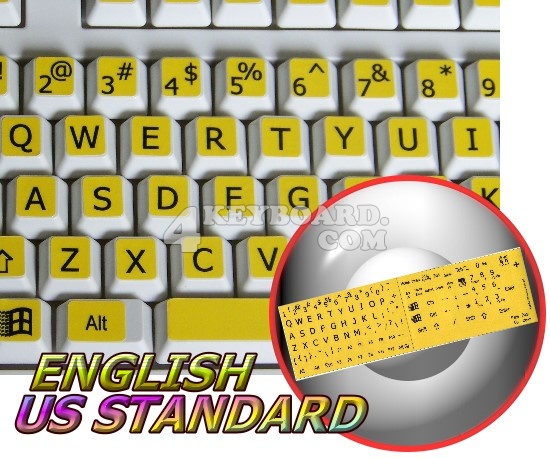 English US Large Lettering keyboard sticker (yellow background)