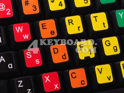 Learning US colored PC keyboard stickers