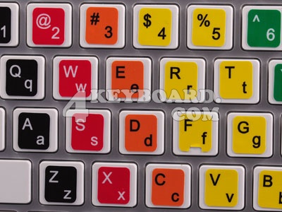 Learning US colored PC keyboard stickers