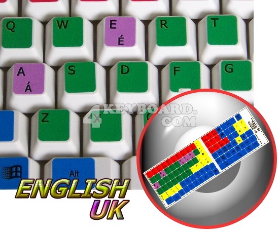Learning English UK colored PC keyboard stickers