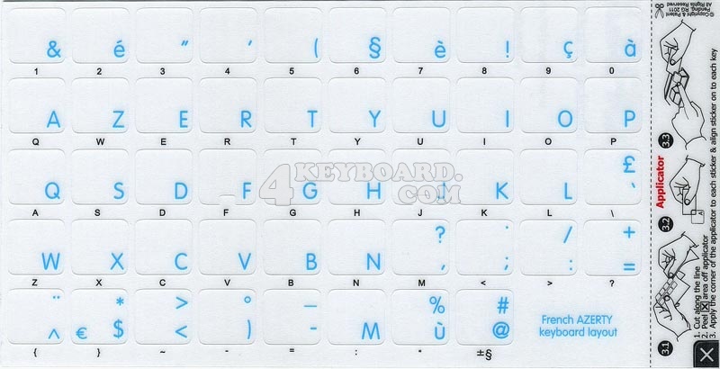 PASHTO KEYBOARD STICKERS WITH BLUE LETTERING ON TRANSPARENT BACKGROUND FOR DESKTOP, LAPTOP AND NOTEBOOK 4KEYBOARD
