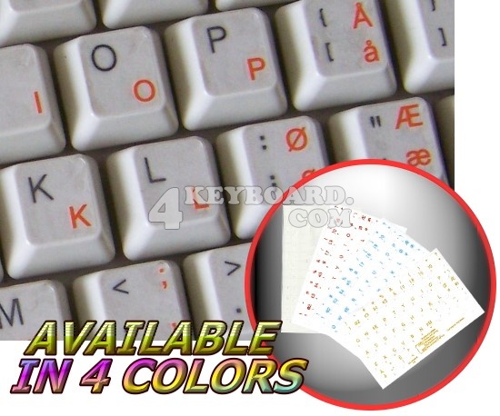 Norwegian transparent keyboard stickers