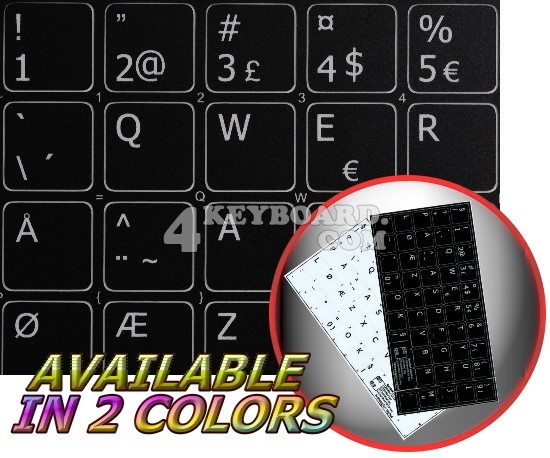 Norwegian non-transparent keyboard stickers 14x14