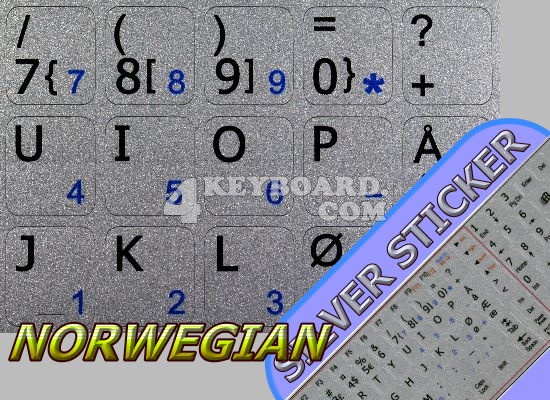 Norwegian non-transparent keyboard stickers silver background