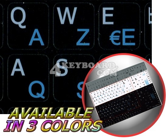 French AZERTY-English Notebook keyboard stickers
