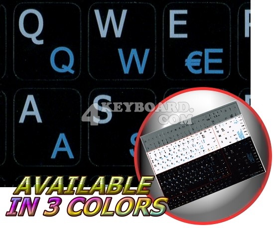 French QWERTY-English Notebook keyboard stickers