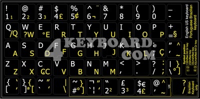 Click to enlarge Portuguese Brazilian - English keyboard sticker