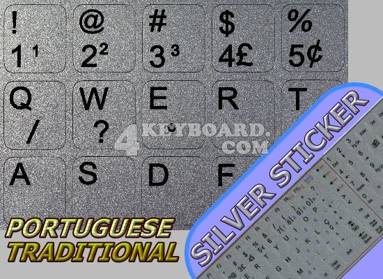 Portuguese non-transparent stickers silver background
