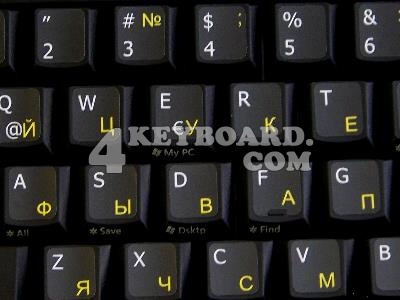 Spanish (Latin America) - Russian non-transparent keyboard sticker