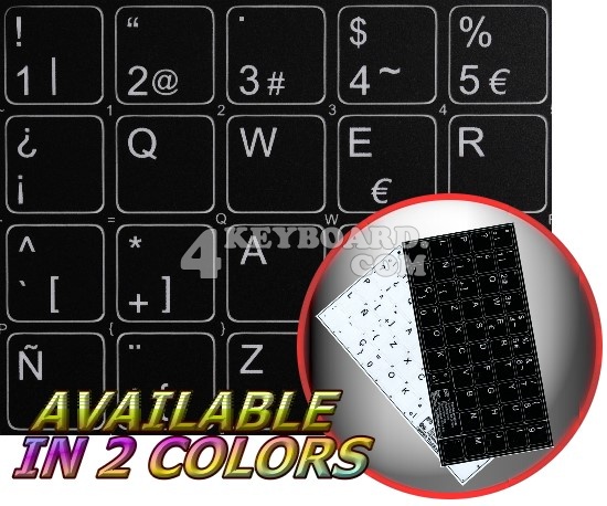 Spanish non-transparent keyboard stickers 14x14
