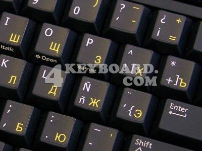 Spanish (traditional)-Russian non-transparent keyboard sticker