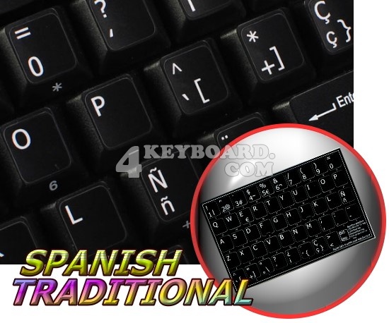 Spanish (traditional) non-transparent keyboard stickers