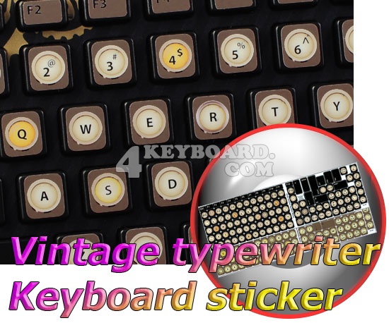 Vintage Typewriter English US non-transparent keyboard stickers