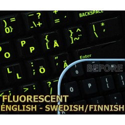 Glowing fluorescent Swedish/Finnsh - English keyboard sticker