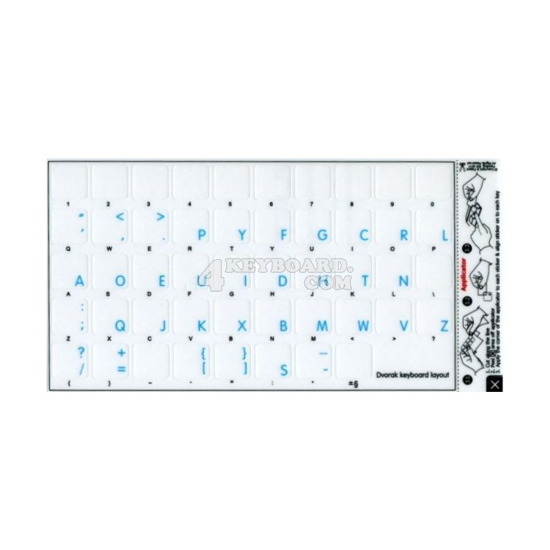 Apple Dvorak transparent keyboard sticker