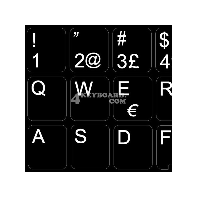 REPLACEMENT PORTUGUESE TRADITIONAL KEYBOARD STICKER BLACK BACKGROUND 