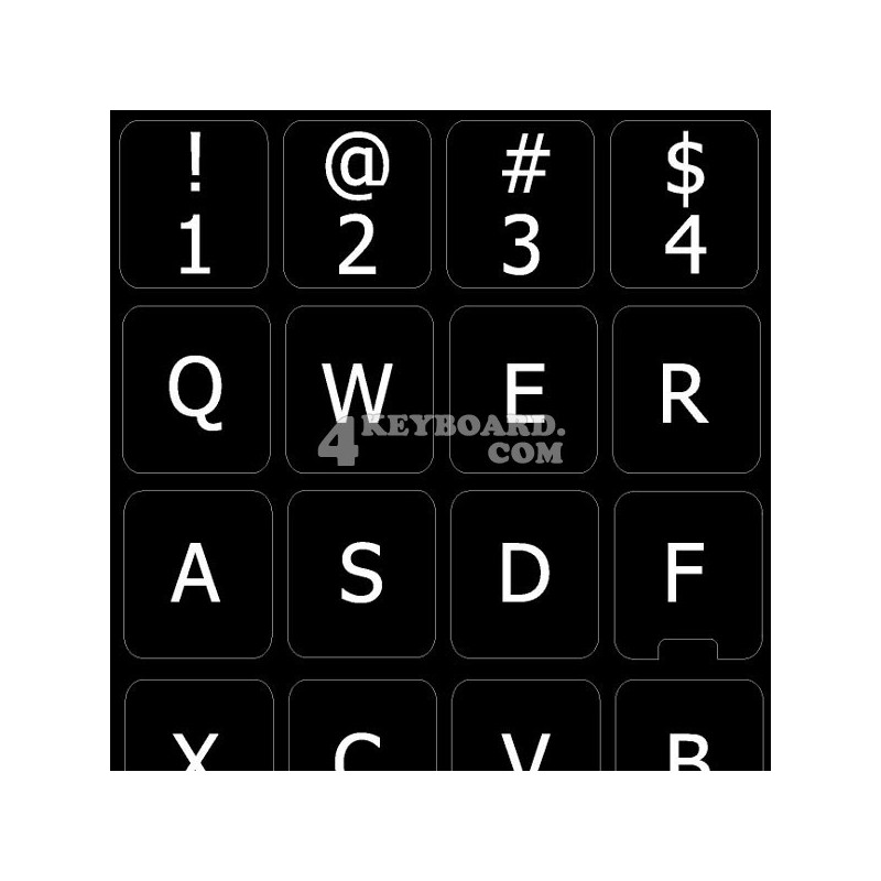 REPLACEMENT ENGLISH US KEYBOARD STICKERS ON LIGHT GREY BACKGROUND 